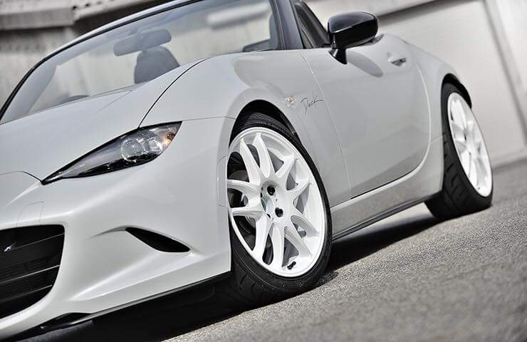 Ceramic White ND on Work Wheels Mazda MX-5